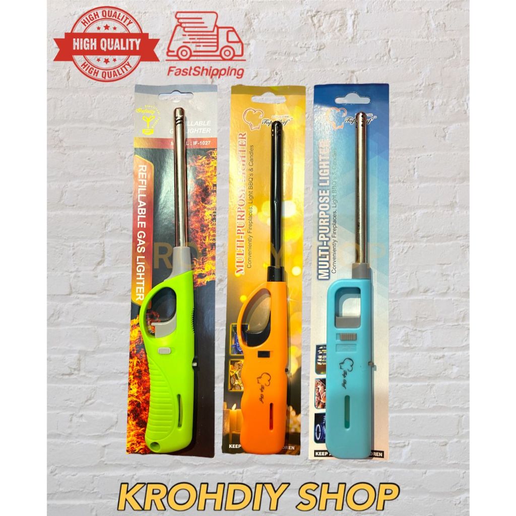 Long Nozzle Gas Lighter / Utility Gas Lighter / Refillable Kitchen Long ...