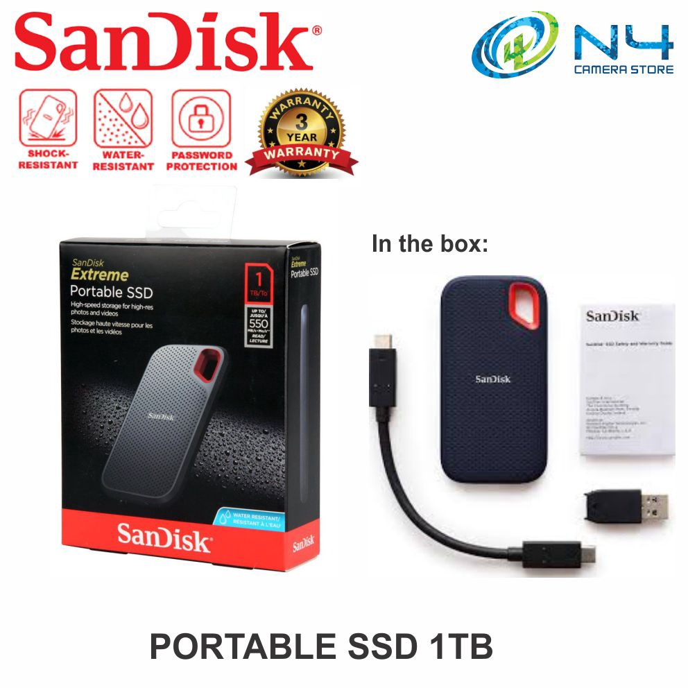 SanDisk-Disque SSD portable NVMe, SSD externe haute vitesse, 500 Go, 1 To,  2 To, 4 To pour interface de type A et C, USB 3.2, E30, E61, E81