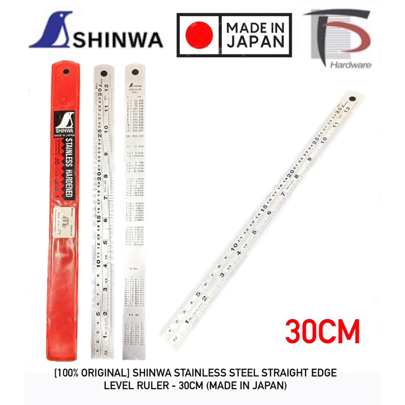 [100% ORIGINAL] SHINWA STAINLESS STEEL STRAIGHT EDGE LEVEL RULER - 30CM ...