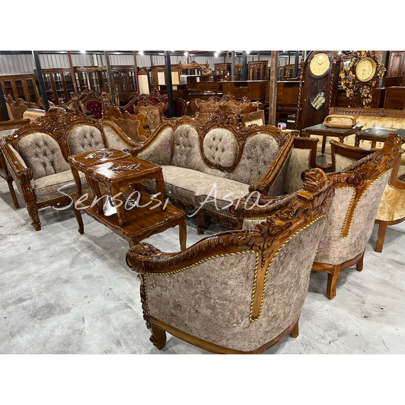 Sofa Jati Ganesha 3211 Meja / Kerusi Kayu Jati /Sofa Set Kayu Jati