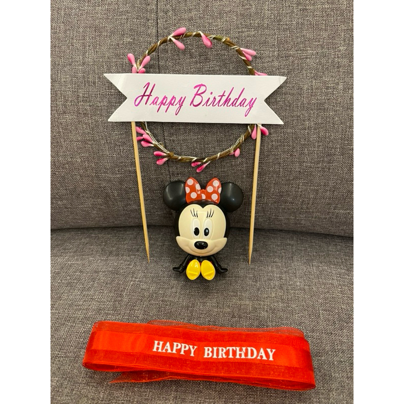 Birthday Cake Ribbon / Gift Box Ribbon Minnie Cartoon cake topper ...