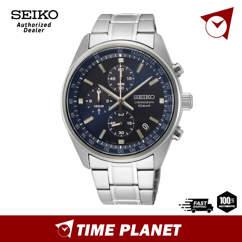 Official Warranty Seiko SSB377P1 Quartz Chronograph Blue Dial