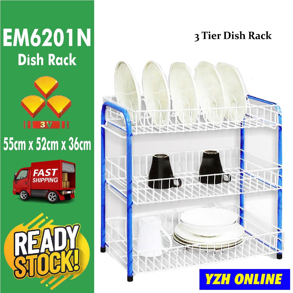 3V Dish Rack with/without Plate Holder/ Rak Pinggan 3 Tingkat EM6201N ...