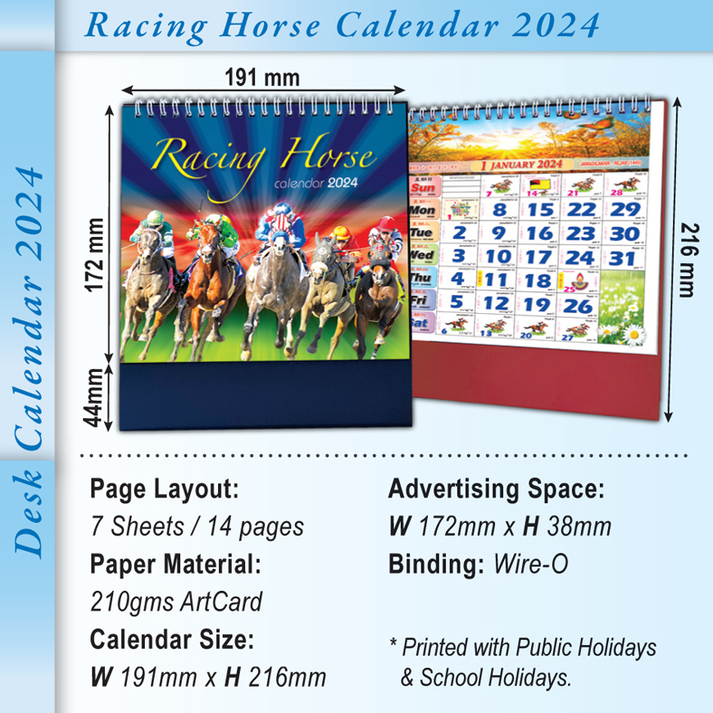 [READY STOCK] Desk Racing Horse Calendar 2024/ Racing Horse Table