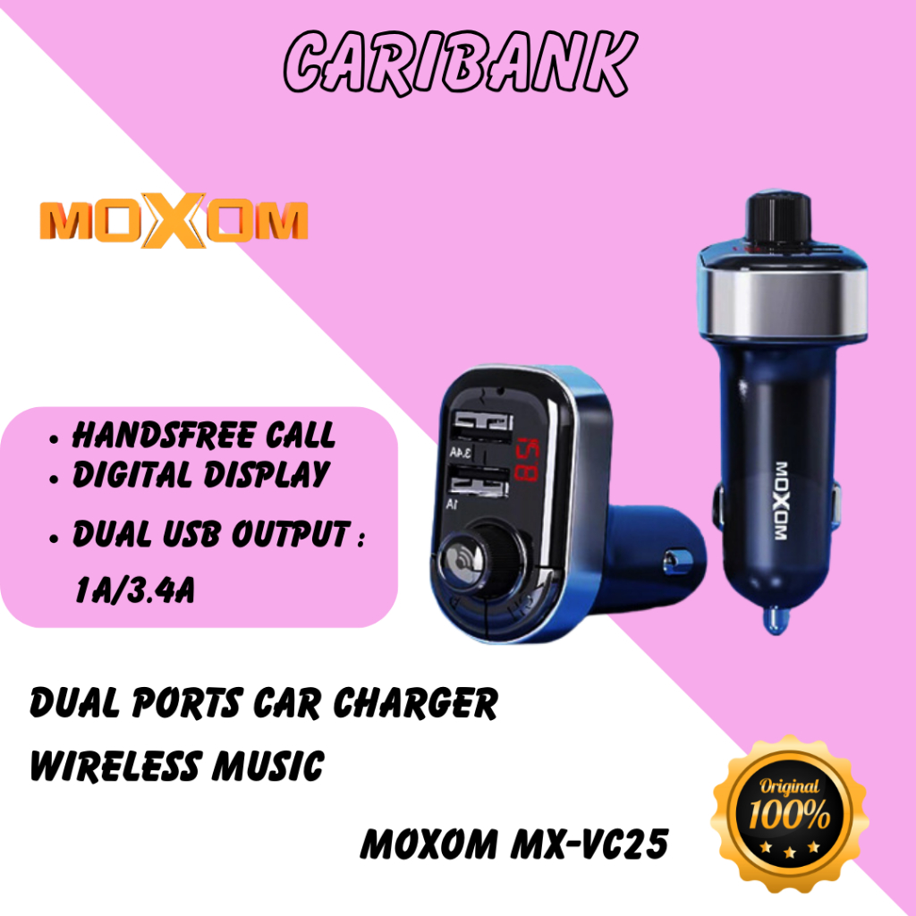 MOXOM MXVC25/MXVC28 Dual / 3 Ports Car Charger MP3 Player Wireless