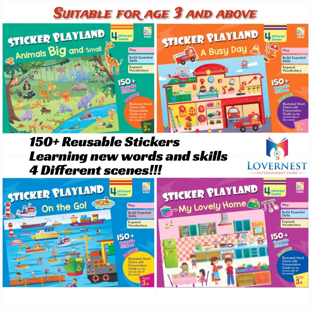 PELANGI Sticker Playland 150 Reusable Stickers for Age 3yo 4 Scenes ...