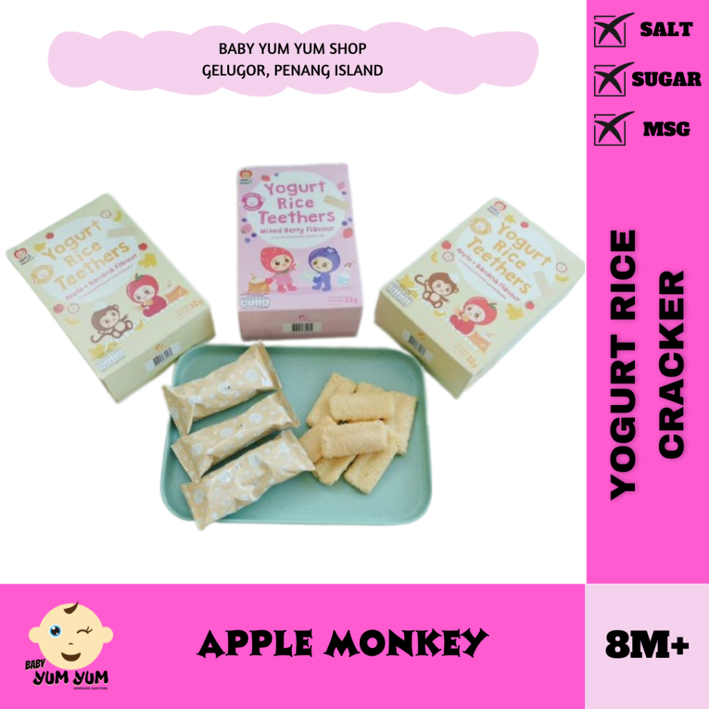 APPLE MONKEY YOGURT RICE CRACKER NO SUGAR NO SALT SUITABLE FOR BABY 8