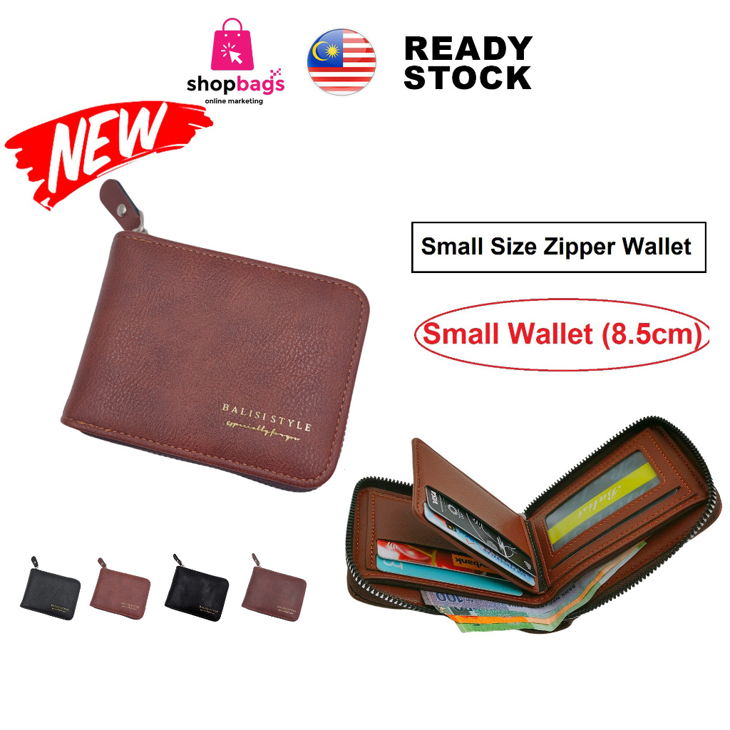 Dompet Berzip Kecil Untuk Lelaki PU Leather Small Zipper Wallet For Men ...