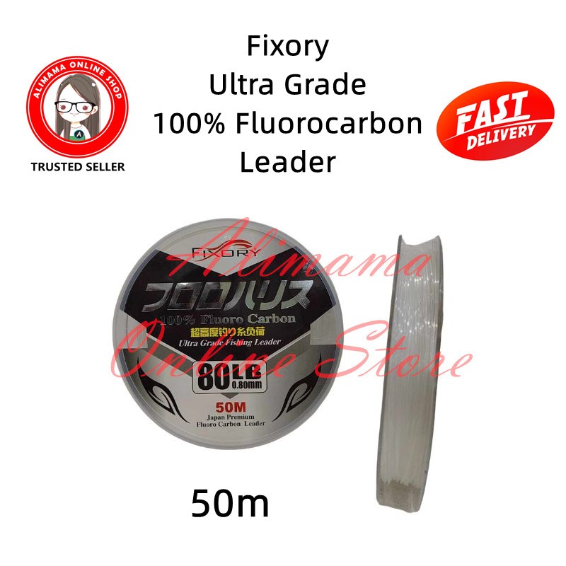 Fixory 50m Ultra Grade 100% Fluorocarbon High Quality Fishing Leader Tangsi  Pancing Fresh & Saltwater Fishing Leader