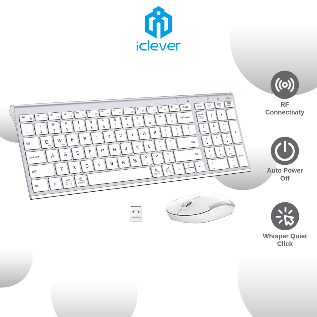 iClever GK03 Wireless Keyboard & Mouse Combo 2.4G Portable Wireless