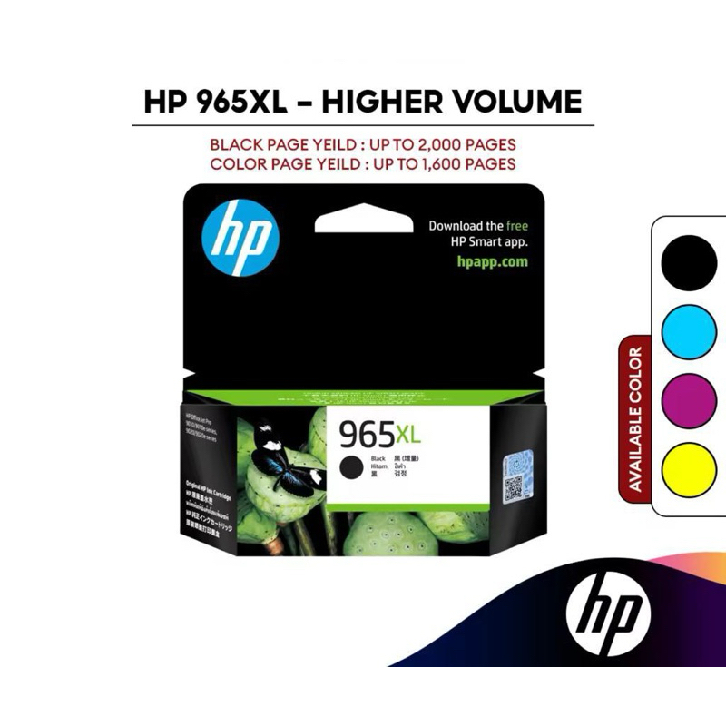 Hp 965 Xl Black Cyan Magenta Yellow Original Ink Cartridge For Hp 