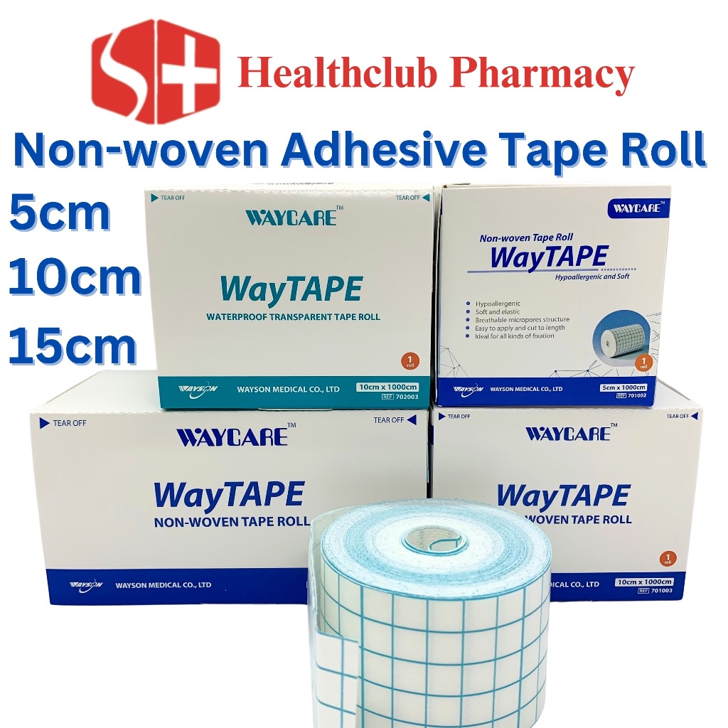 WAYCARE Waterproof Wound Dressing Transparent Tape Roll / Non Woven Adhesive  Tape Roll (MDA Approved)