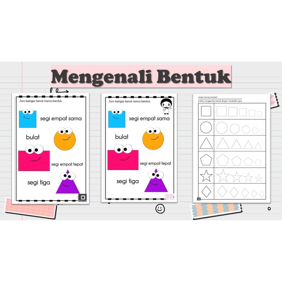 [PRE206] 9 pages Mengenal bentuk Worksheet for Pre-school PDF version ...