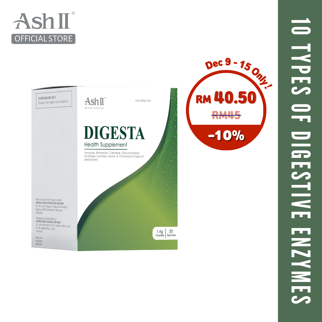 [12.12] Ash II Digesta For Digestive Health Digestive Enzyme (1.4g x 20 Sachets) Shopee Malaysia