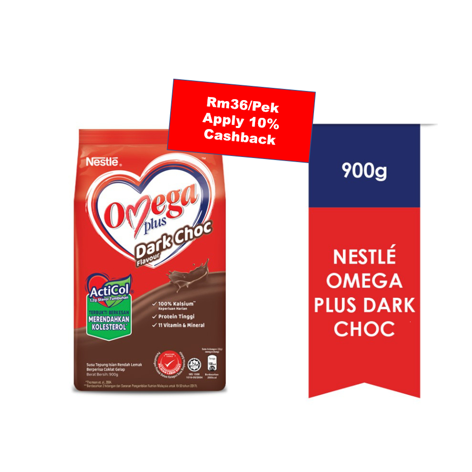 Nestle Omega Plus Dark Chocolate Milk Powder (900g) Exp 30/06/2025 ...