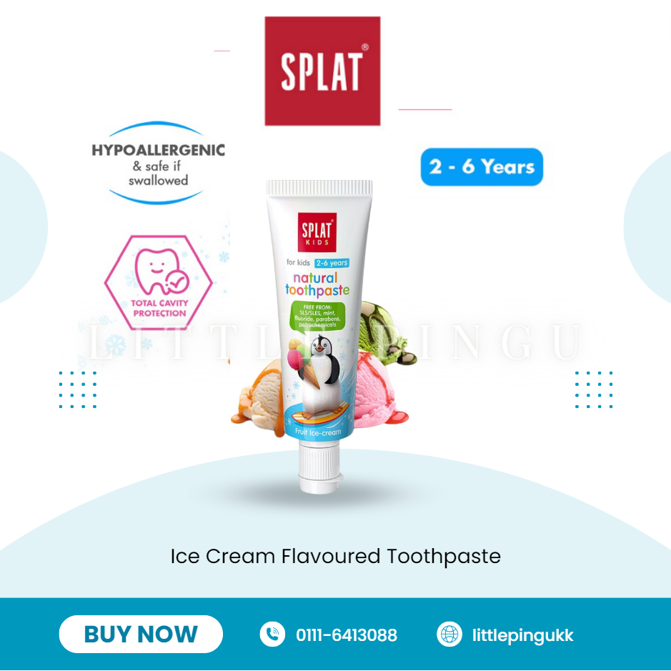 SPLAT Kids Fruit Ice Cream Flavoured Toothpaste Ages 2 6 [50ml