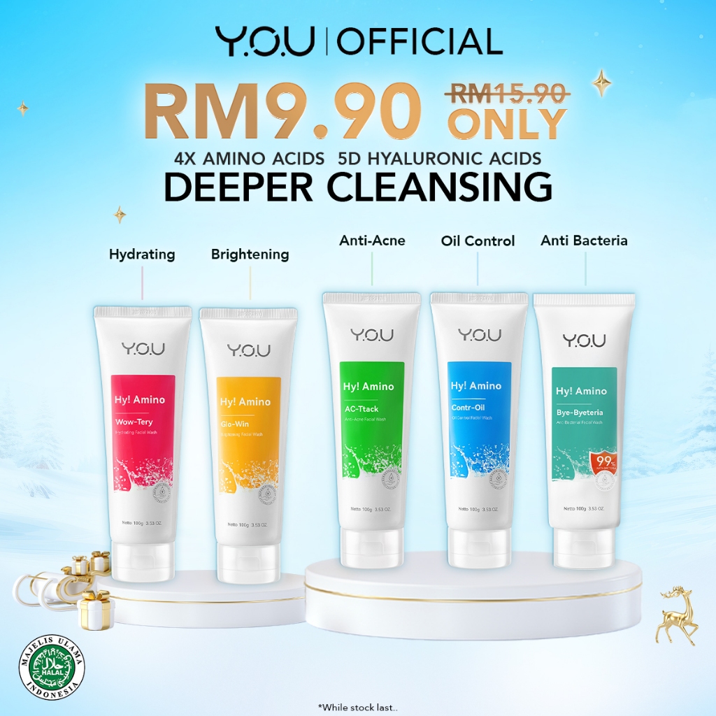 YOU Hy! Amino Facial Wash Anti Acne/Hydrating/Brightening/Oil Control