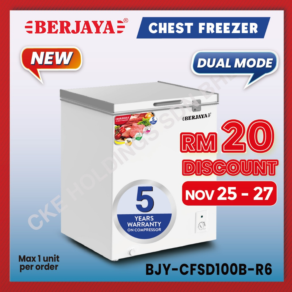(130 LITRE) Berjaya Premium Dual Chest Chiller & Freezer BJY