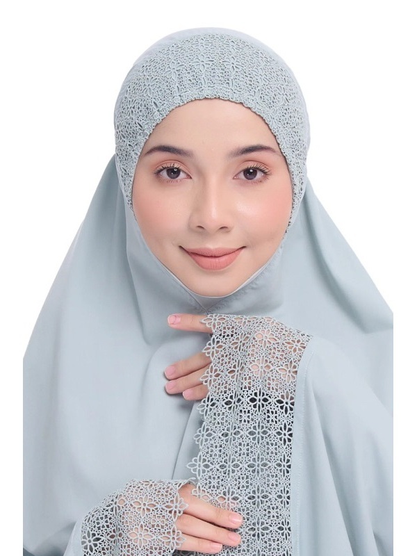 [Premium Quality] Telekung Cotton Vietnam Lace Sulam Broderie Ammber ...