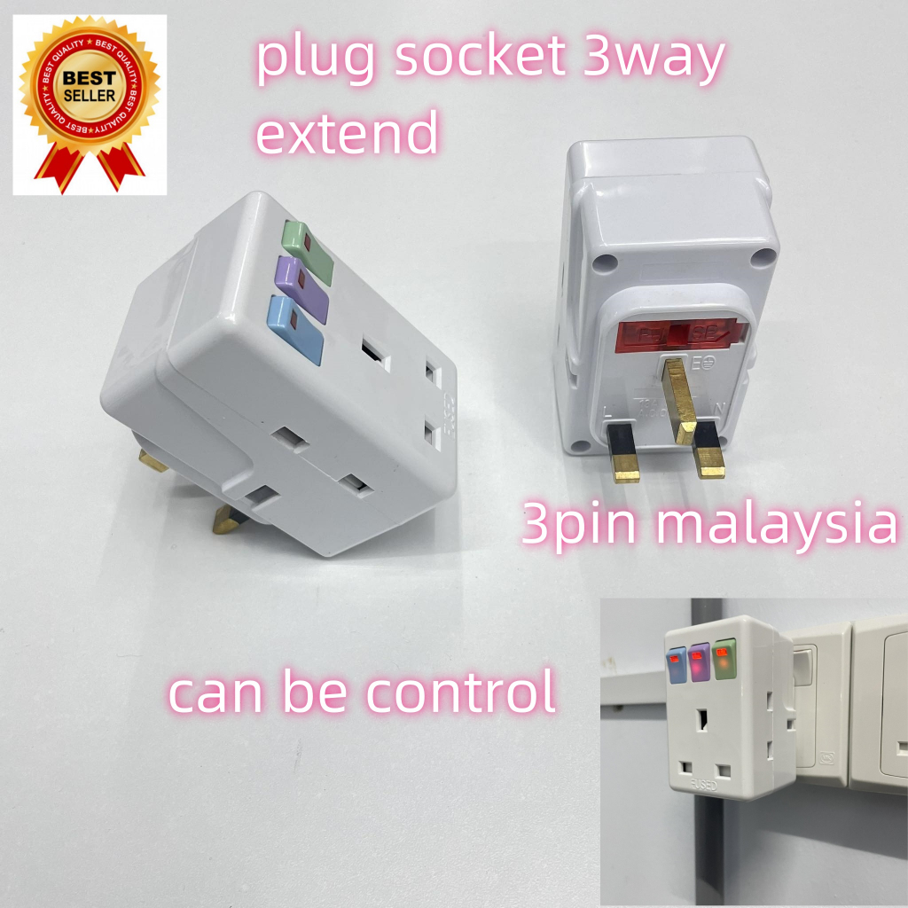 plug socket splitter 3Adaptor Switch Plug Extension Socket 3Pin 13A ...