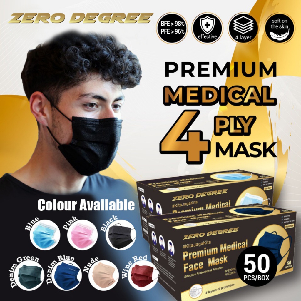 Zero Degree 50pcs Colour Medical 4ply Face Mask Disposable Mask Face ...