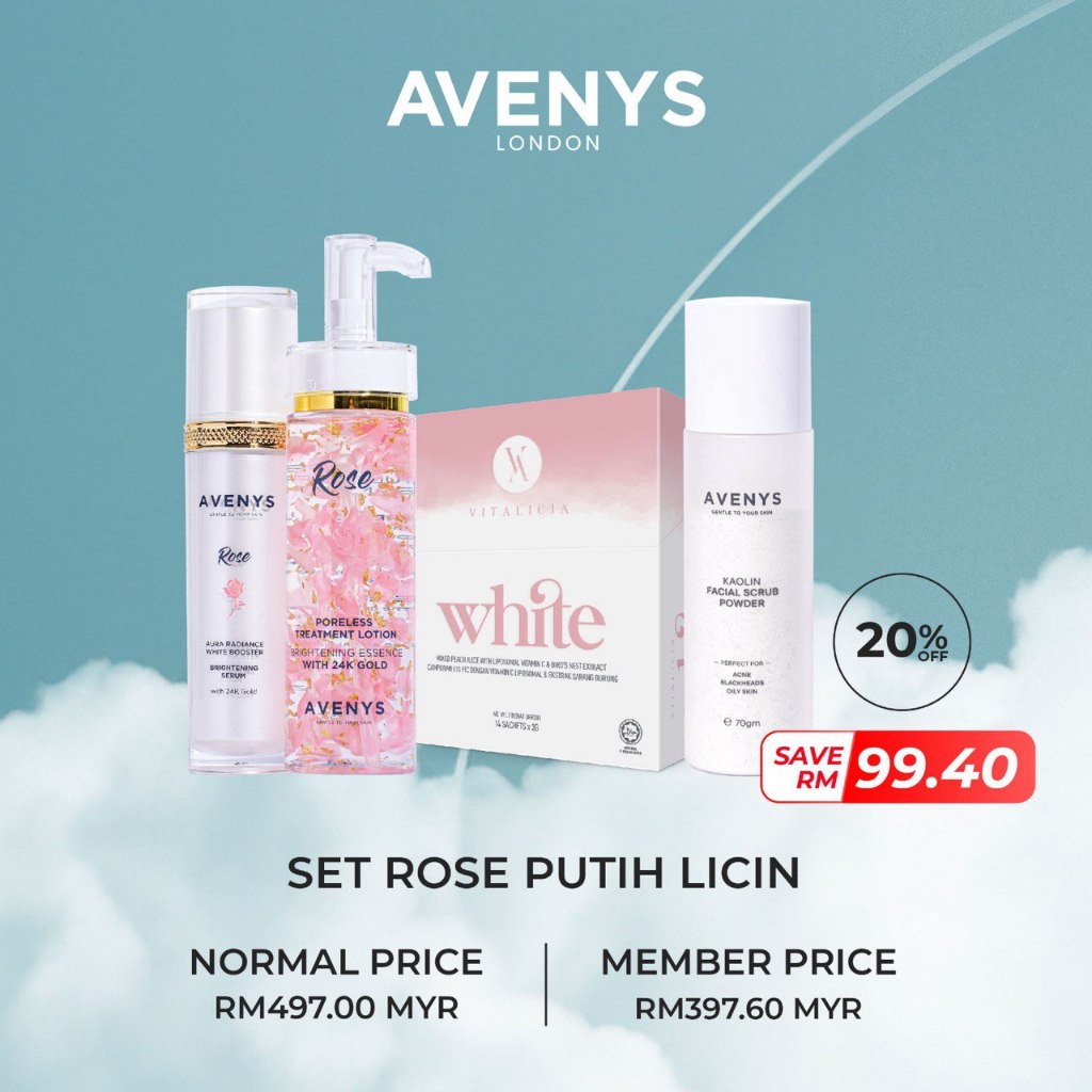 AVENYS Set Rose Putih Licin 100 ORIGINAL FROM HQ (READY STOCK