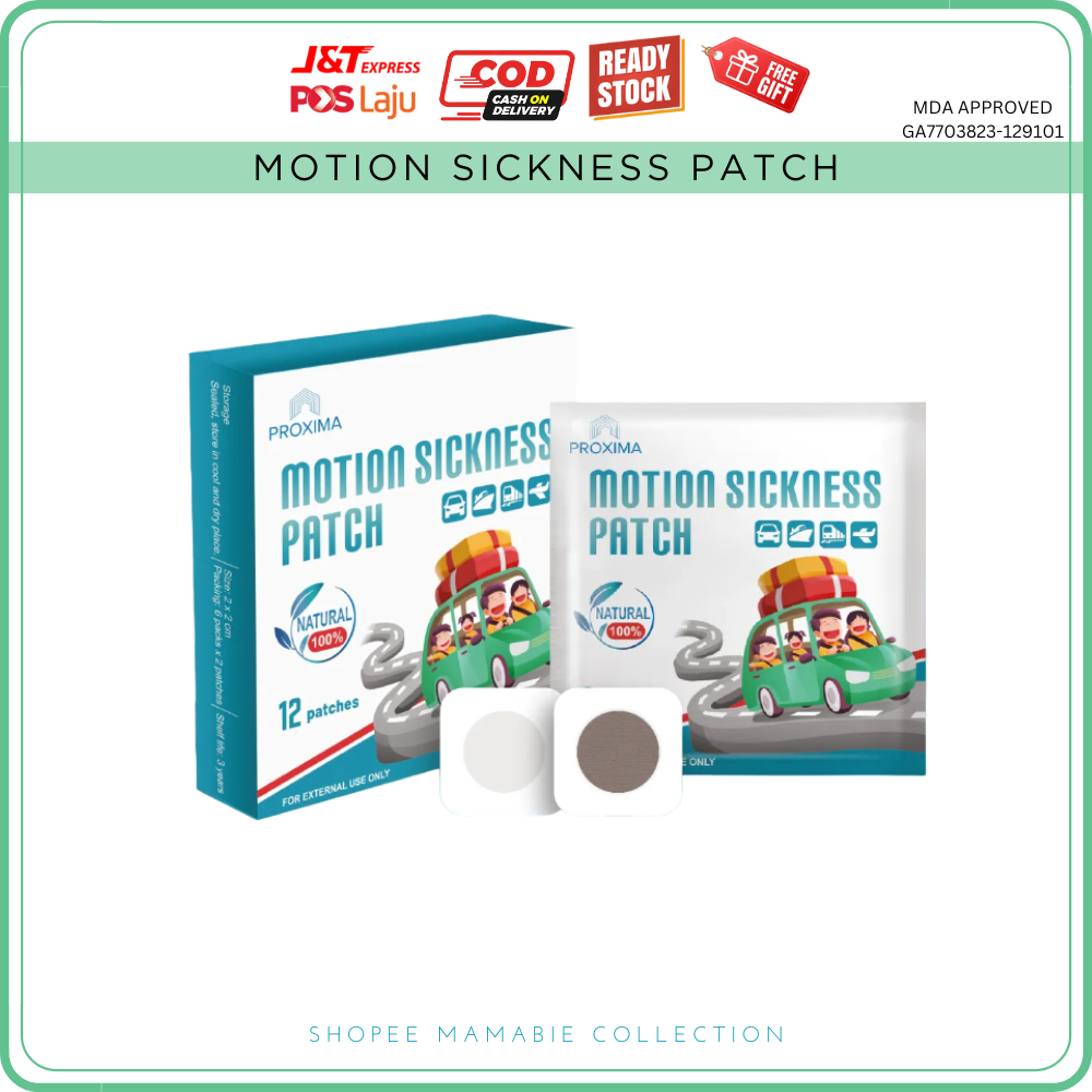 PROXIMA Motion Sickness Patch Pelekat Mabuk Kenderaan Ubat Pening Mabuk Laut Kanak Dewasa Dizzy