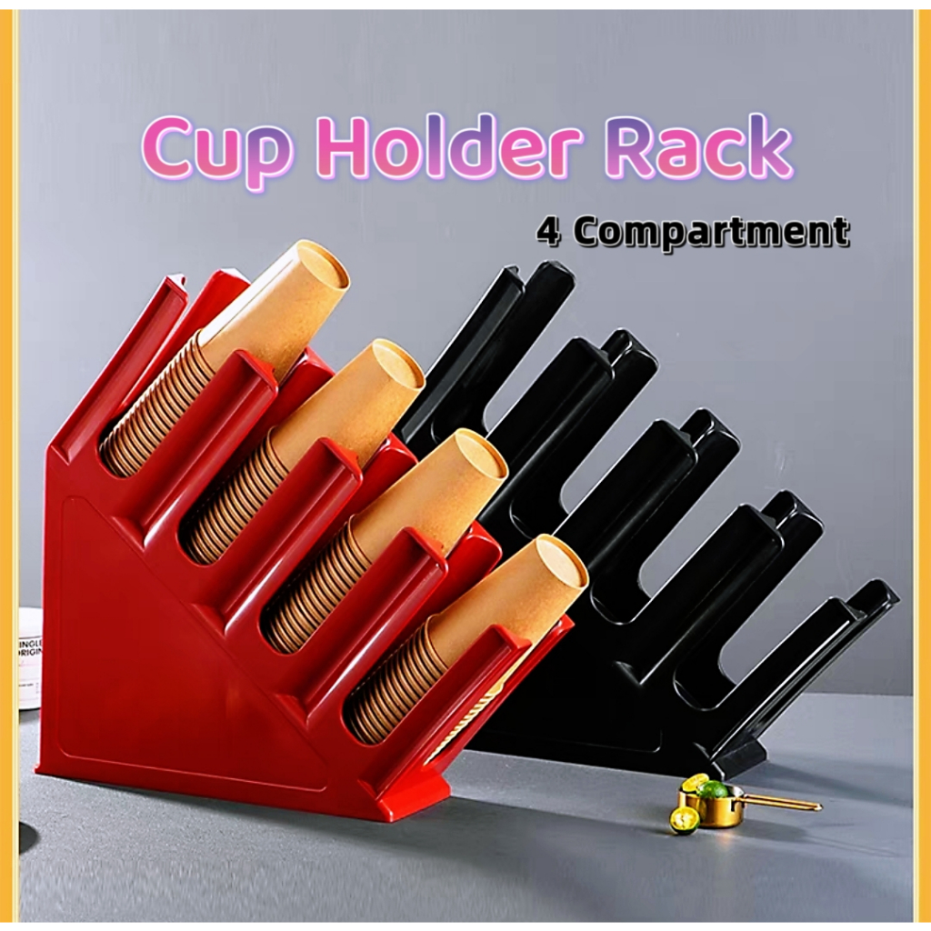 Ready Stock 4 Compartments Cup Holder Rack Counter Milk tea Cup Holder ...