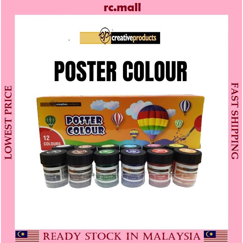 CP Creative Products NonToxic Poster Color Set, Poster Colour Paint Set Poster 12 Bottles