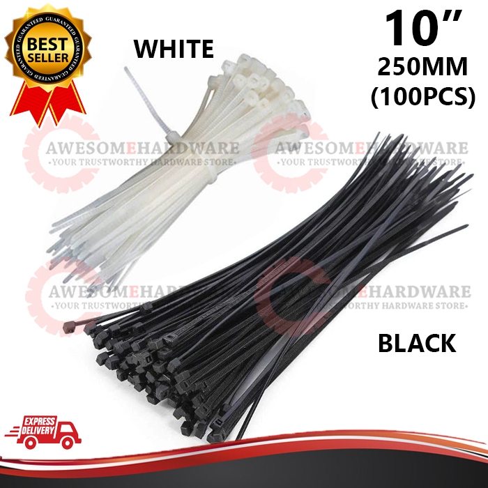 (100PCS) 10" 250MM NYLON CABLE TIES (WHITE/BLACK) Shopee Malaysia