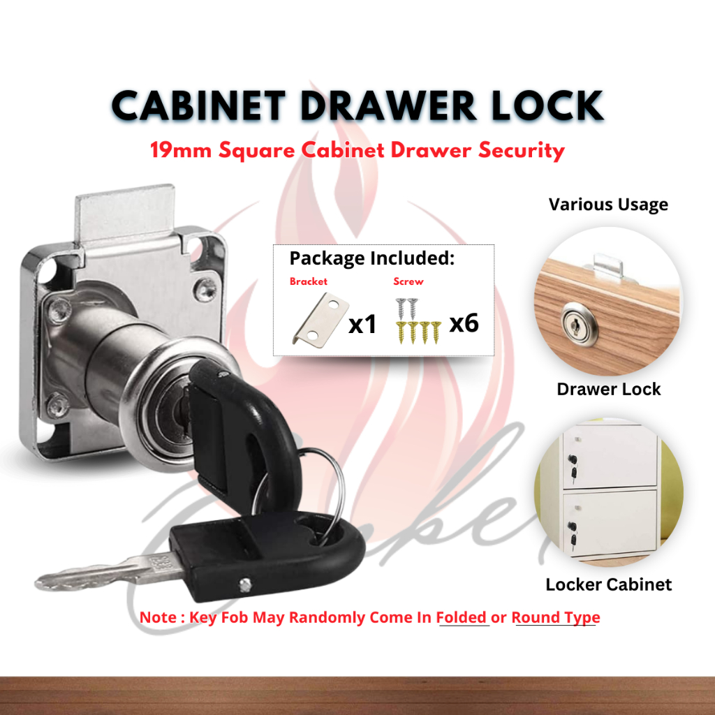 Drawer Lock Square Security Drawer Lock Set Kunci Laci Lock