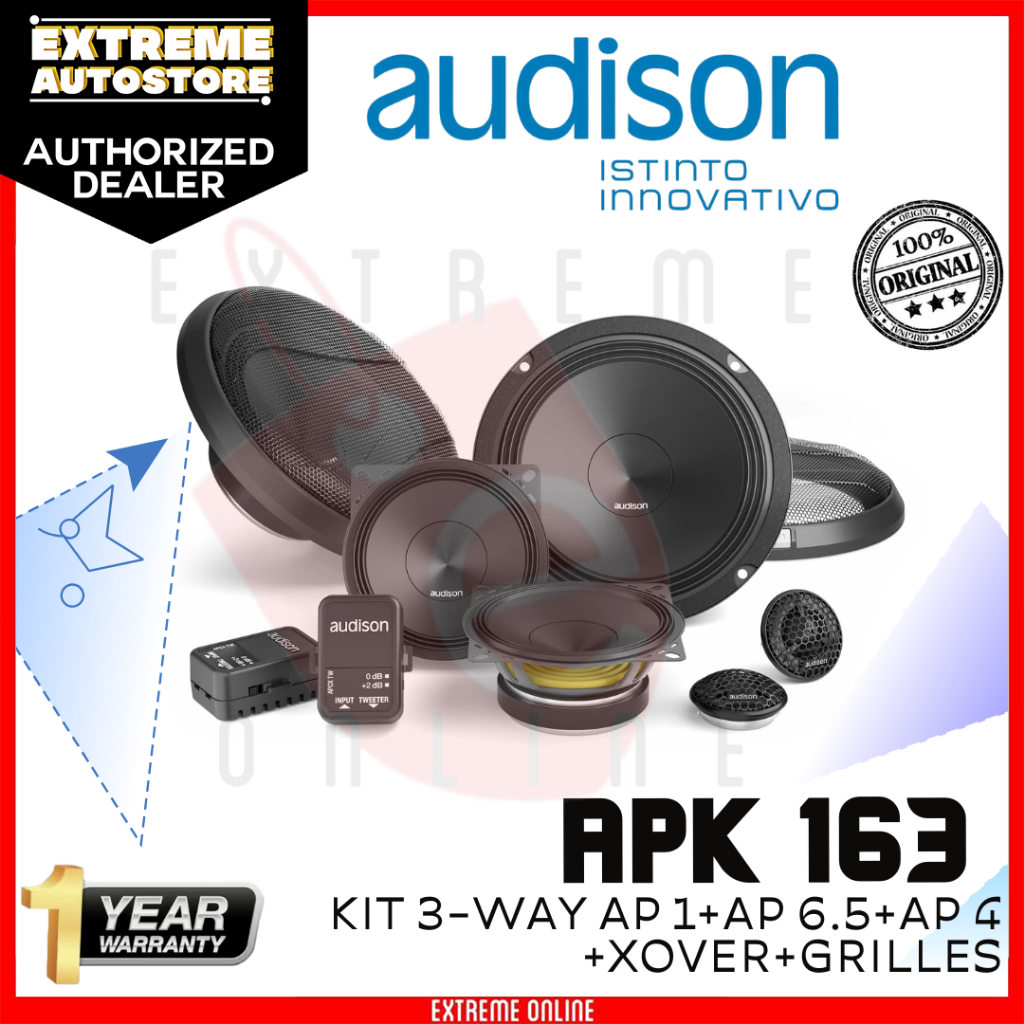 Audison APK 163 Prima Series 6.5" 3-Way Component Speaker Set | Shopee ...