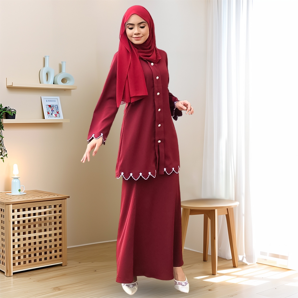 Sulam Embroidery Muslim Women Baju Kurung Nursing Friendly Floral Sulam  Muslim Fashion 2023 Elegant Suit