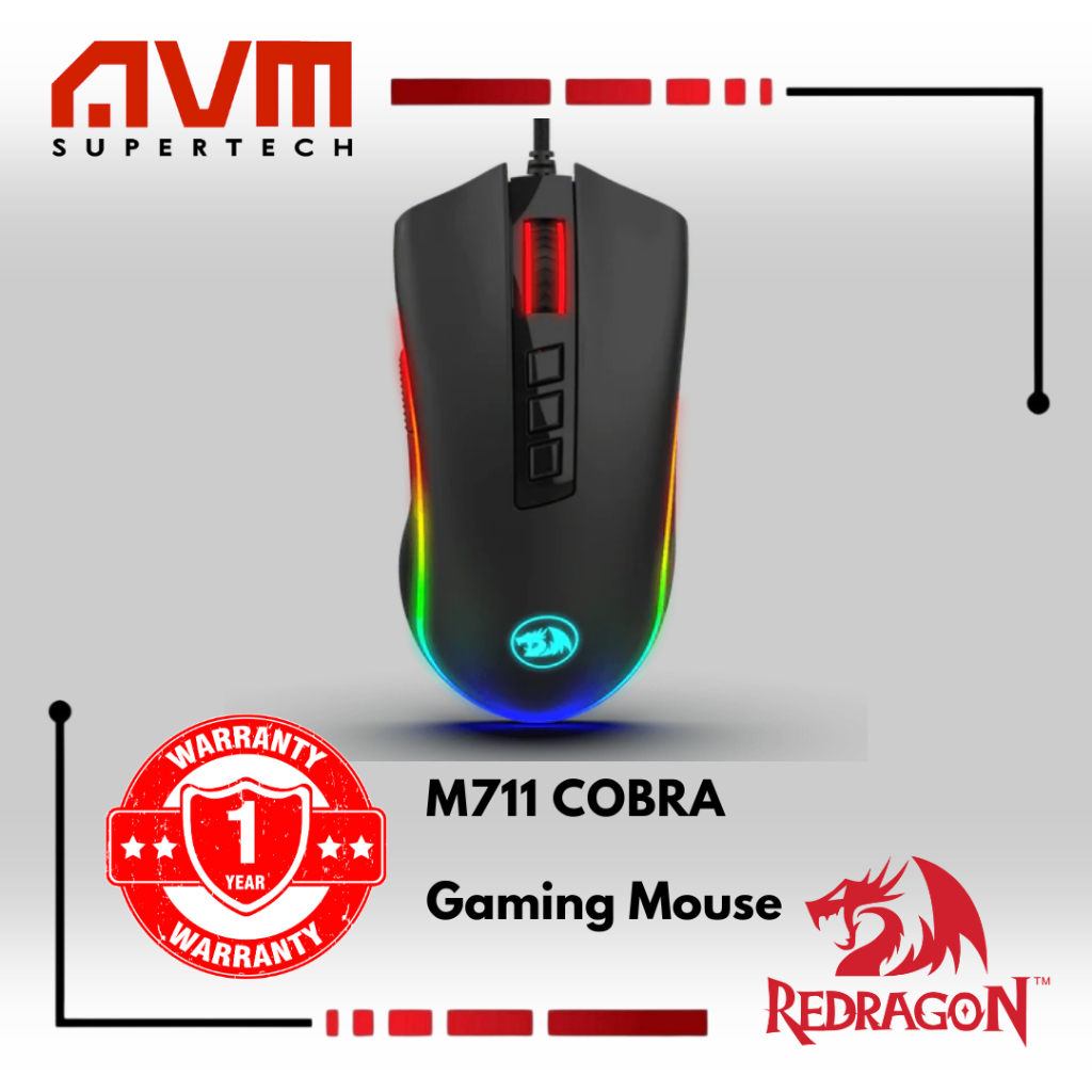 AVM REDRAGON M711 COBRA 16.8 Million RGB Color Backlit 10000 DPI Gaming ...