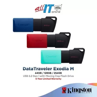 Kingston Pendrive DataTraveler Exodia M USB 3.2 DTXM Flash Drive wtih Moving Cap (64GB/128GB/256GB)