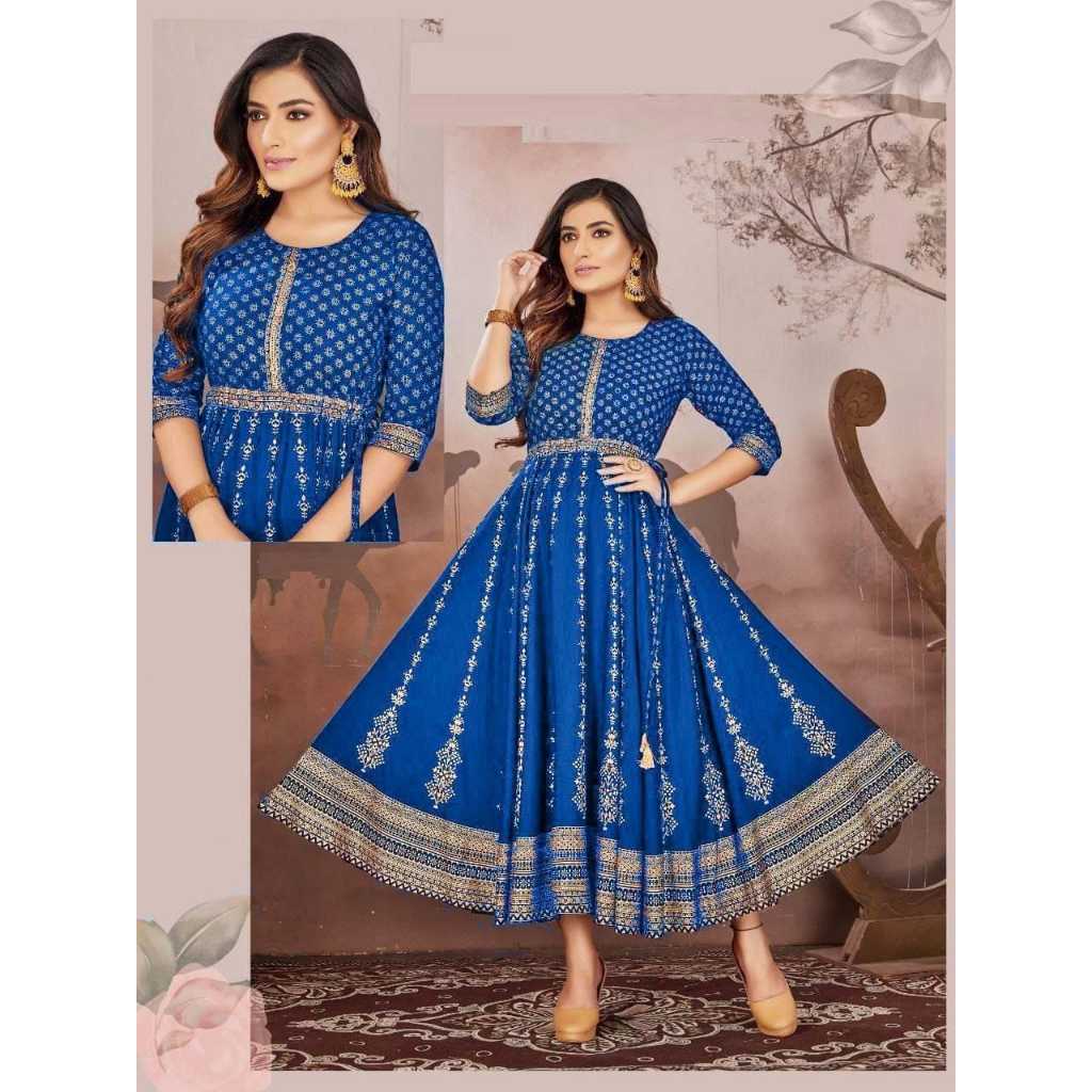 Foil Printed Rayon Kurtas For Women
