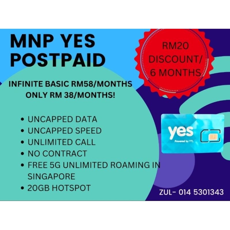 Promotion MNP YES RM58 TO RM38 (KEKAL NO SAMA SHJ) | Shopee Malaysia