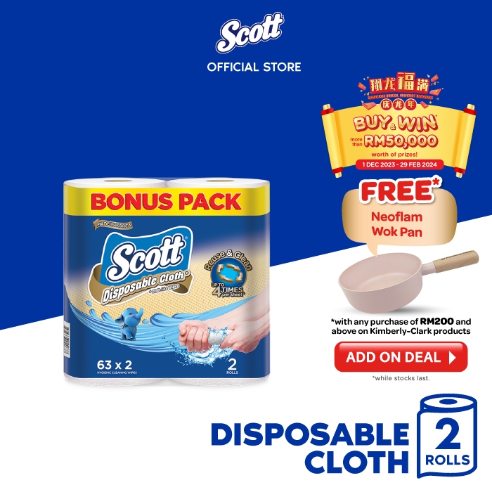 Scott Disposable ClothLike Wipes (63's x 2 Packs) Shopee Malaysia