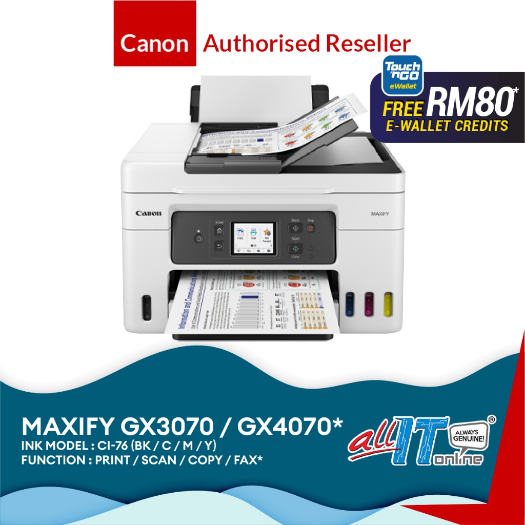Canon Maxify GX3070 / GX4070 All in One Wireless Refillable Ink Tank