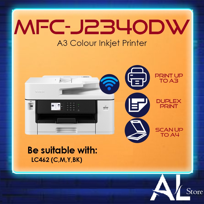 Brother MFC-J2340DW Colour Inkjet Printer A3 Print A4 Scan Copy Fax ADF ...