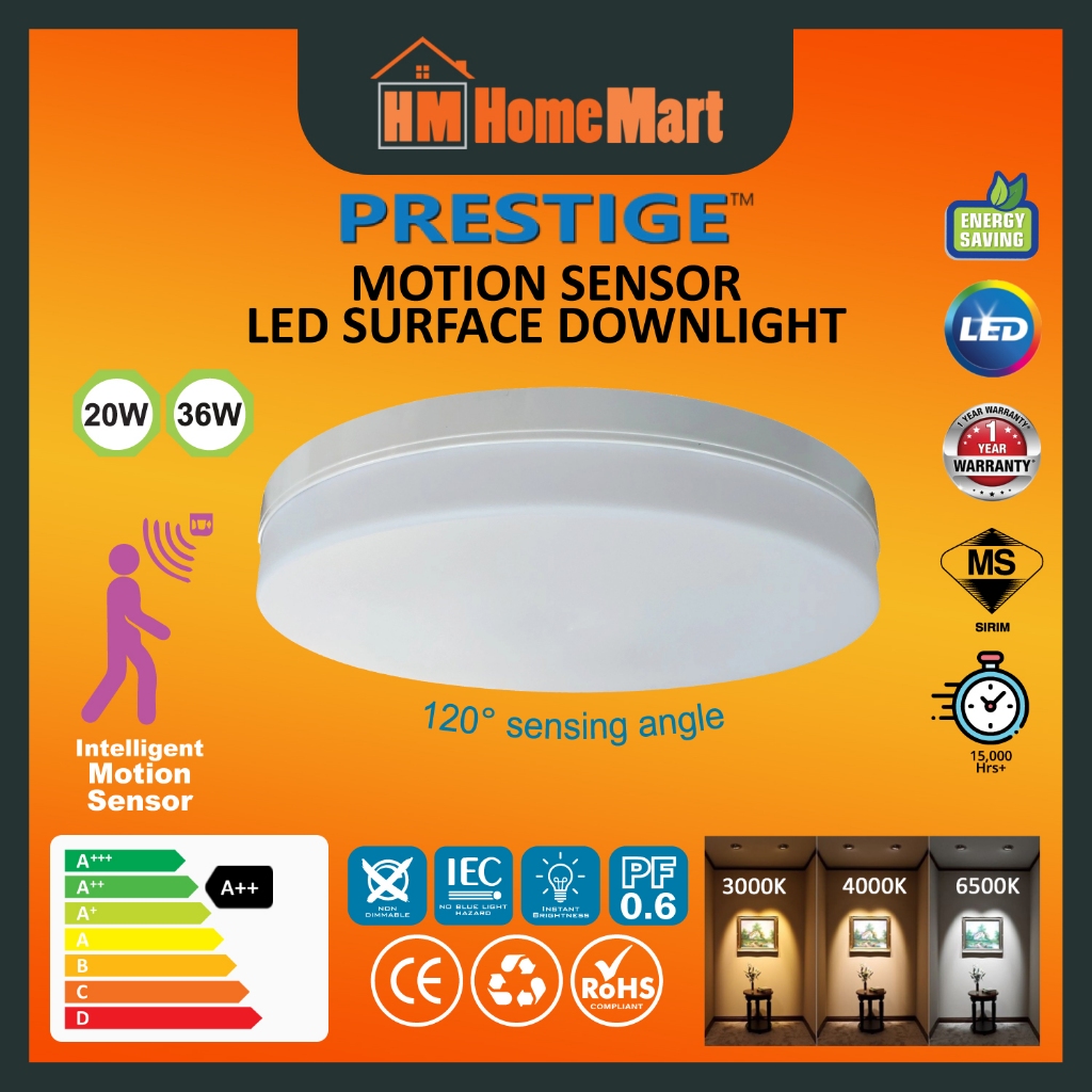 PRESTIGE LED Motion Sensor Surface Downlight 20W/36W (Round) (3000K