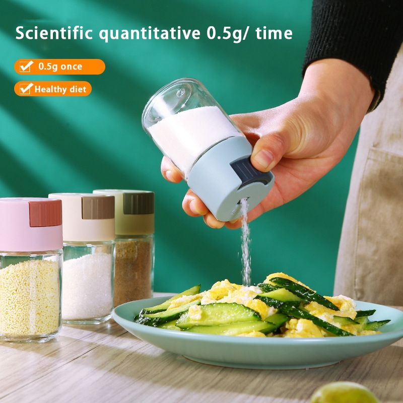 Kitchen Glass Salt Shaker Household Pressing Moisture-proof Metering ...