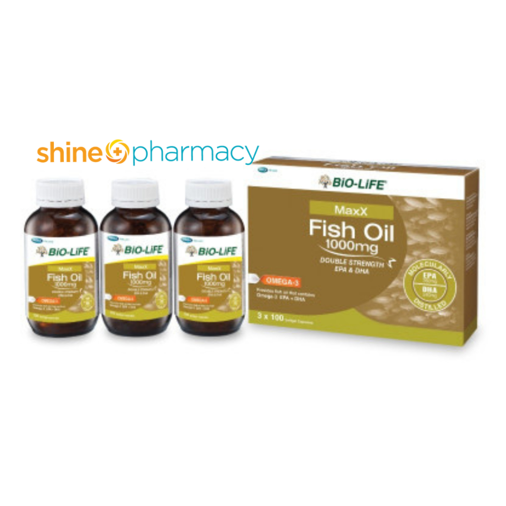 Bio-life Maxx Fish Oil 1000mg Double Strength 3x100s + Pill Box ...