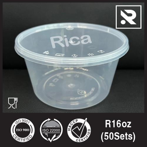 Rica R16 16oz Round Container with Lid ( 50sets± ) 16oz Bekas Makanan ...