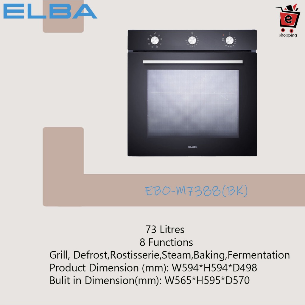 【JOHOR BAHRU FREE SHIPPING】Elba Built in Oven DIVO 73 Litres/ EBOM7388