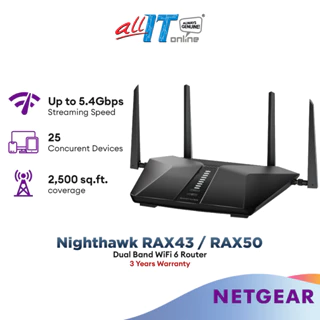 Netgear Nighthawk RAX43 AX4200 WiFi 6 Router with NETGEAR Armor & SPC