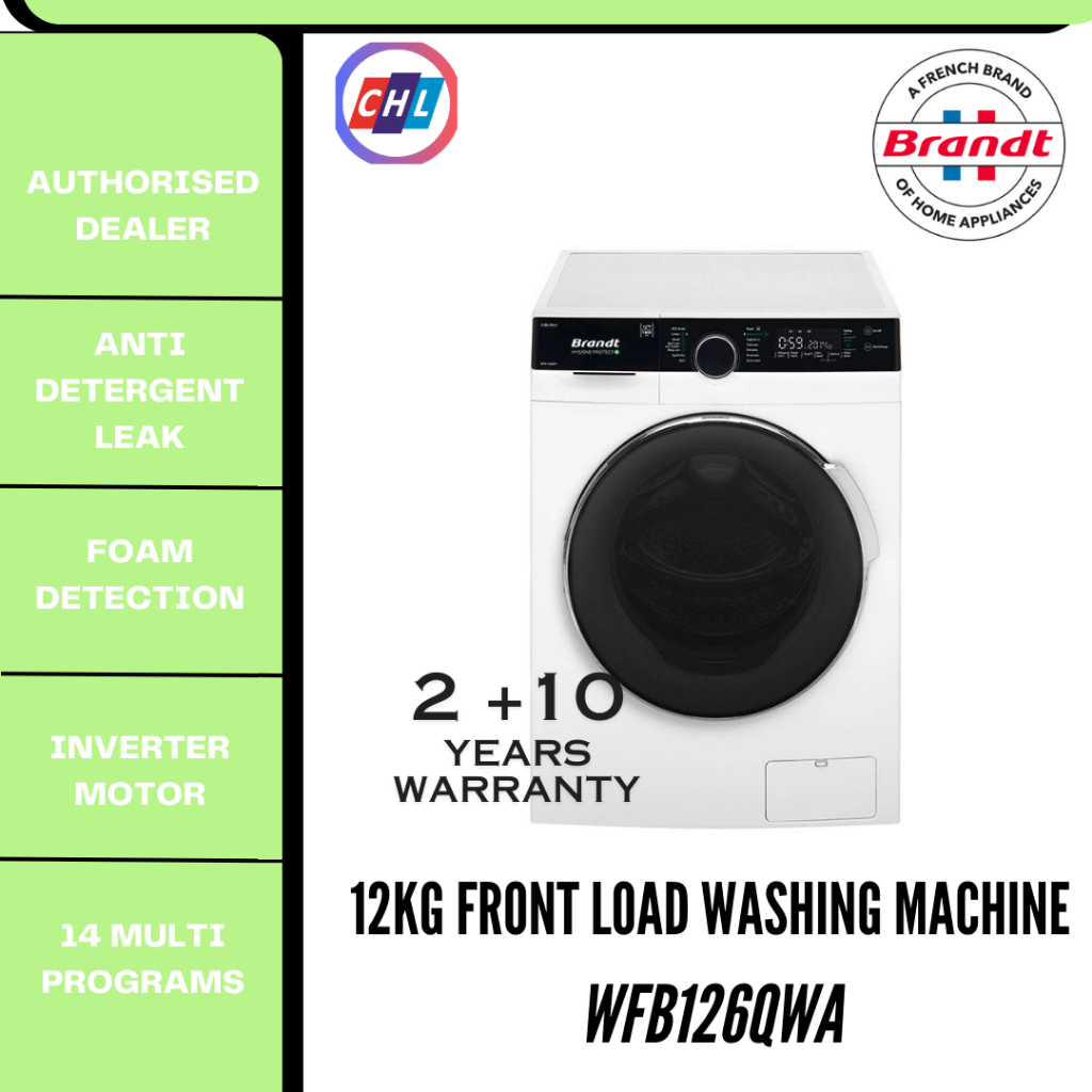 BRANDT [AUTHORISED DEALER] 12KG FRONT LOAD INVERTER WASHING MACHINE ...