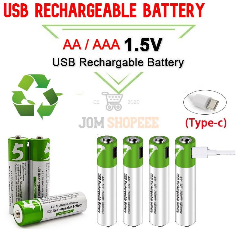 #Readystock USB Rechargeable AA & AAA Battery 1.5V USB Charger ...