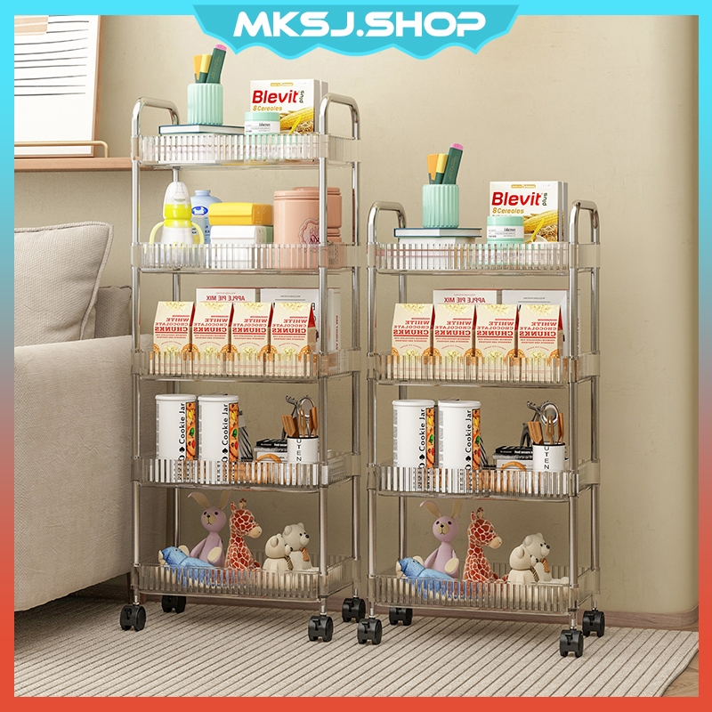 Trolley Storage Rack Kitchen Home Transparent Rack With Wheels Multi ...
