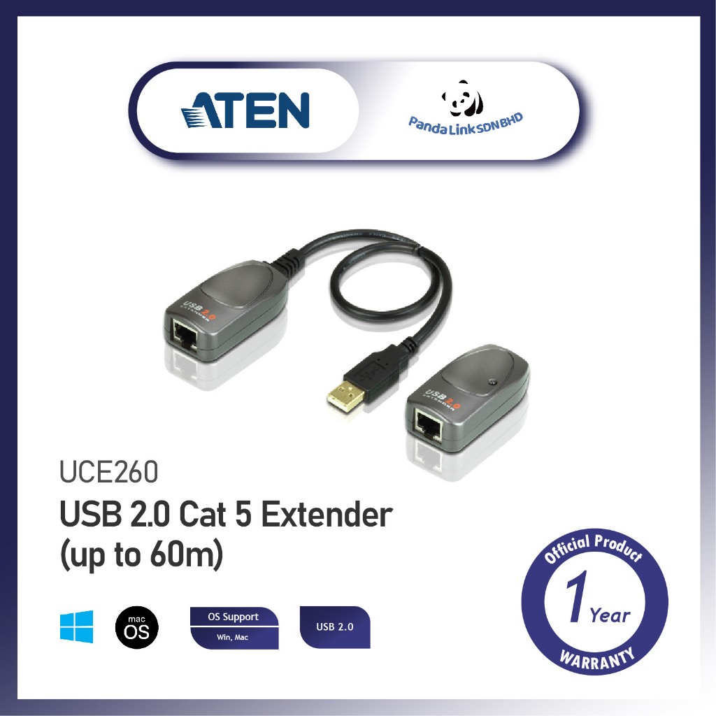 ATEN UCE260 USB 2.0 Cat 5 Extender (up to 60m) | Shopee Malaysia